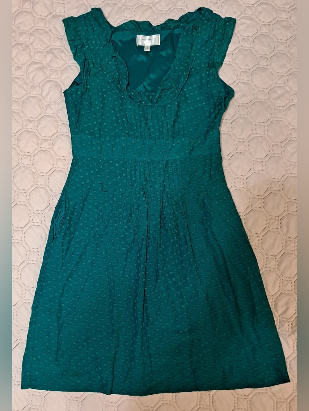 Moulinette Soeurs Teal Swiss-Dot Midi Dress Sz 2